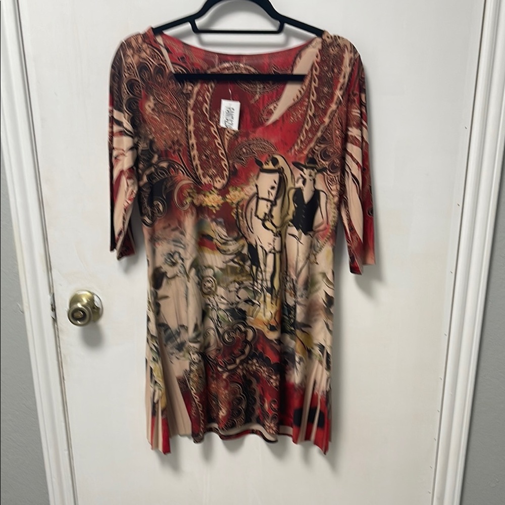 Elegant Red Patterned Women's Top